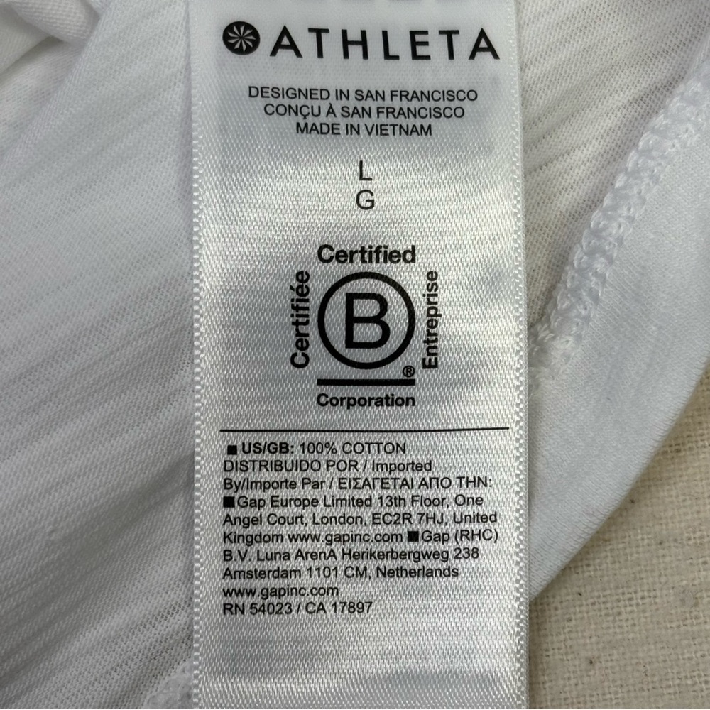 🏷️NWT Athleta Size Large Essential Slub Tee Bright White Semi-Fitted Crew Neck - Picture 5 of 16